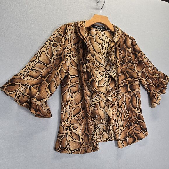Zara Women’s Leopard Print Cardigan Size XS Brown & Black Lightweight - Picture 3 of 10
